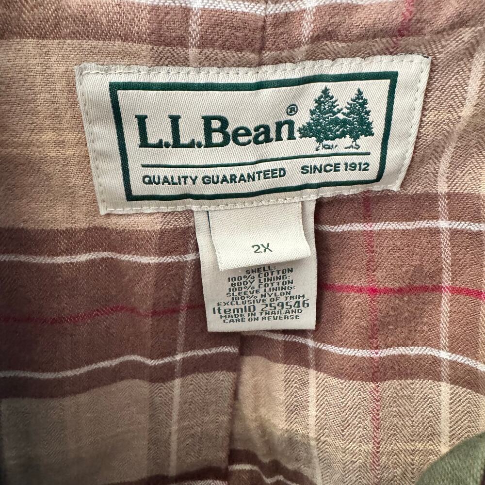 LL Bean Barn Coat Chore Jacket Flannel Lined Green Womens 2X - Picture 7 of 8